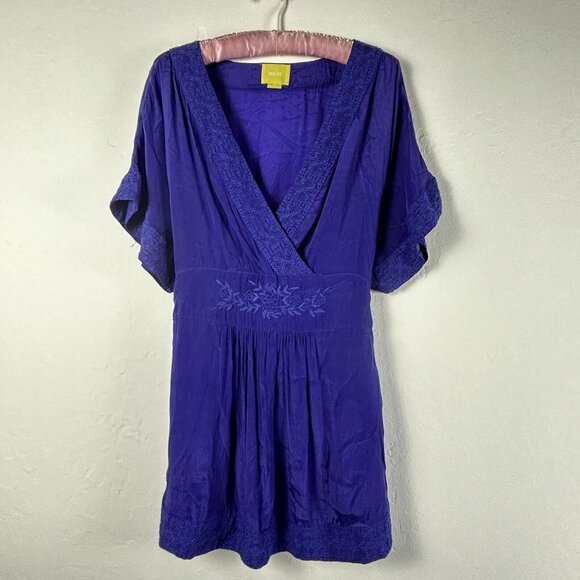 Maeve Tops - Anthropologie Maeve Tunic Top Blouse Womens 12 Purple Floral V-Neck Short Sleeve